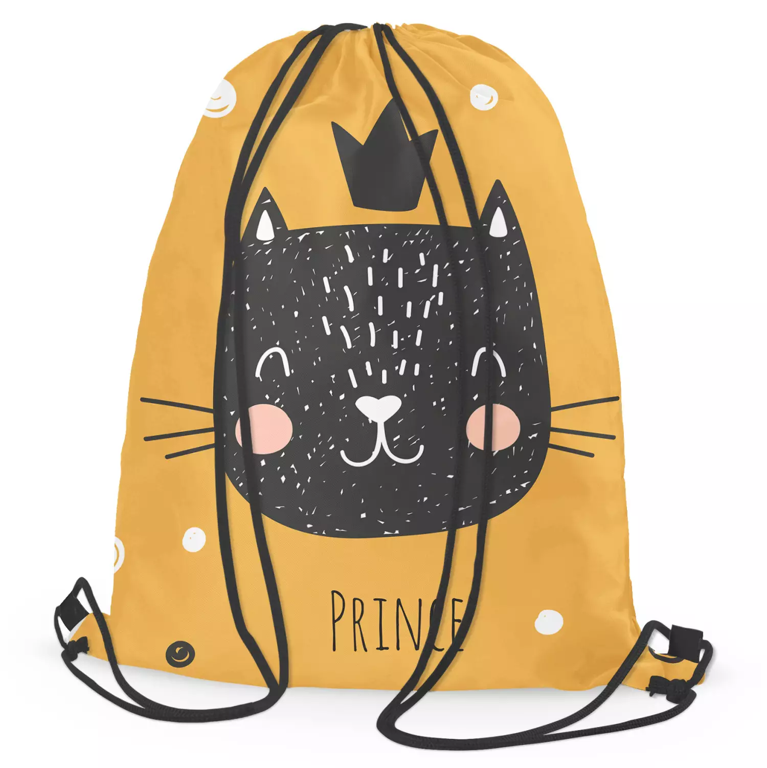 Backpack bag Cat prince composition with elements in shades of white and black bimago