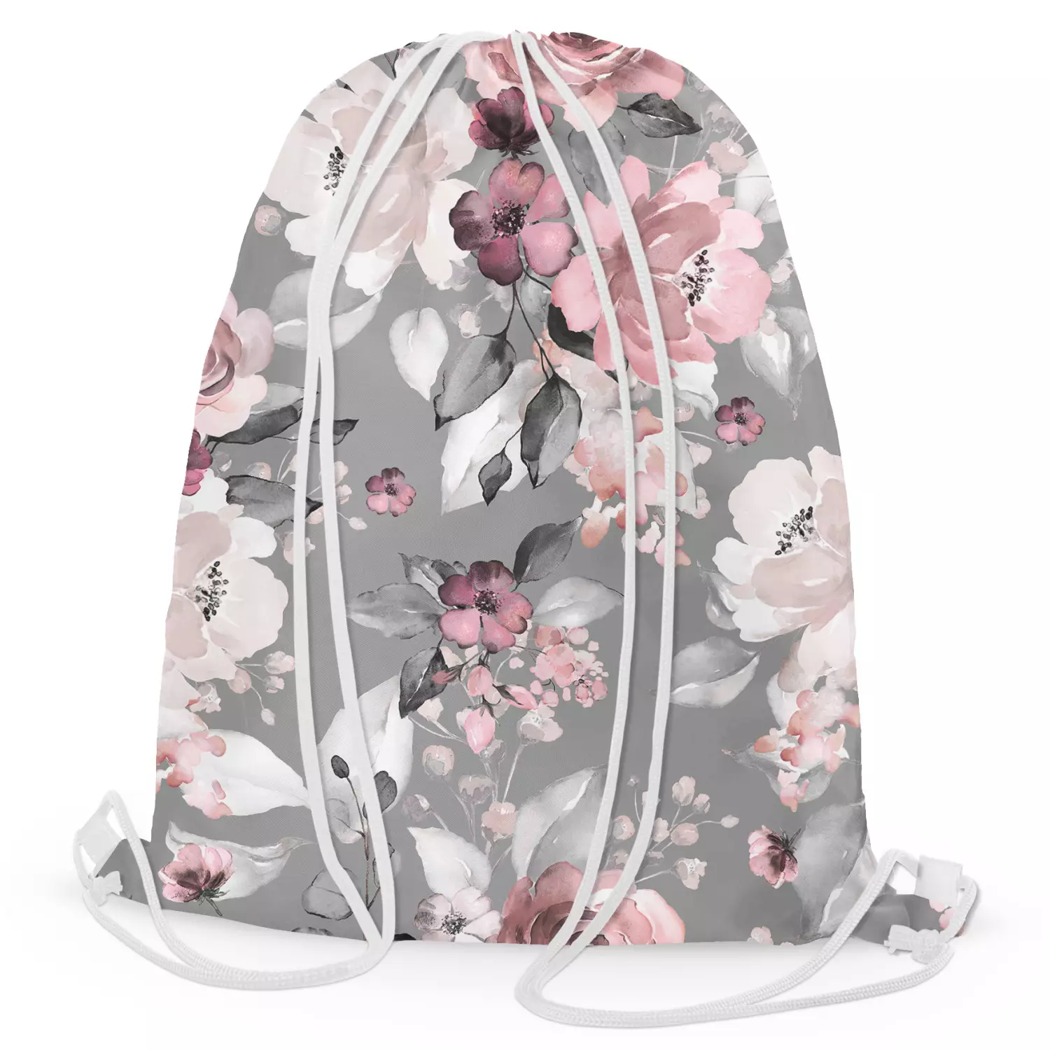 Backpack bag Pastel bouquet subtle flowers in shades of grey and