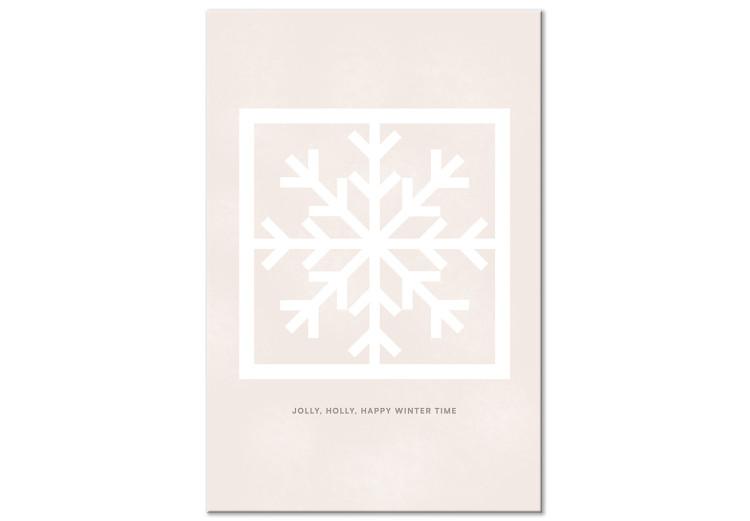 Canvas Print Happy Time - Geometric Snowflake and White Lettering