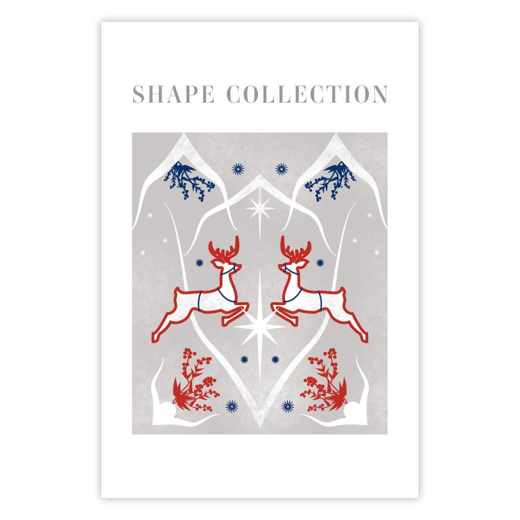 Poster Festive Shapes - Jumping Deer and Blue Holly