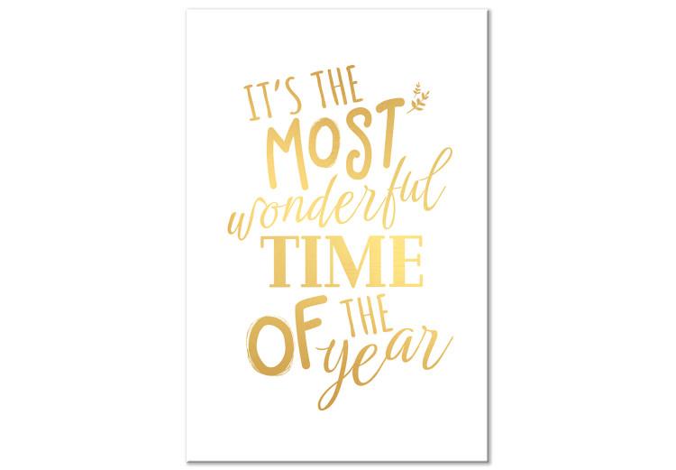 Canvas Print The Most Beautiful Time - Decorative Inscription, Golden Holiday Text