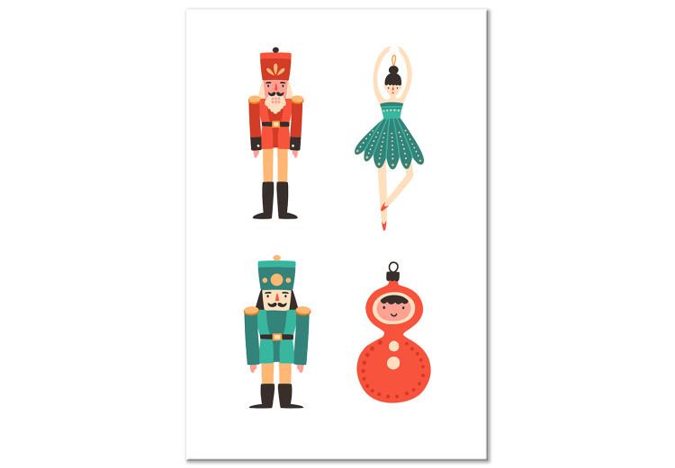 Canvas Print Christmas Tree Toys - Toy Soldiers and a Ballerina in Festive Colors