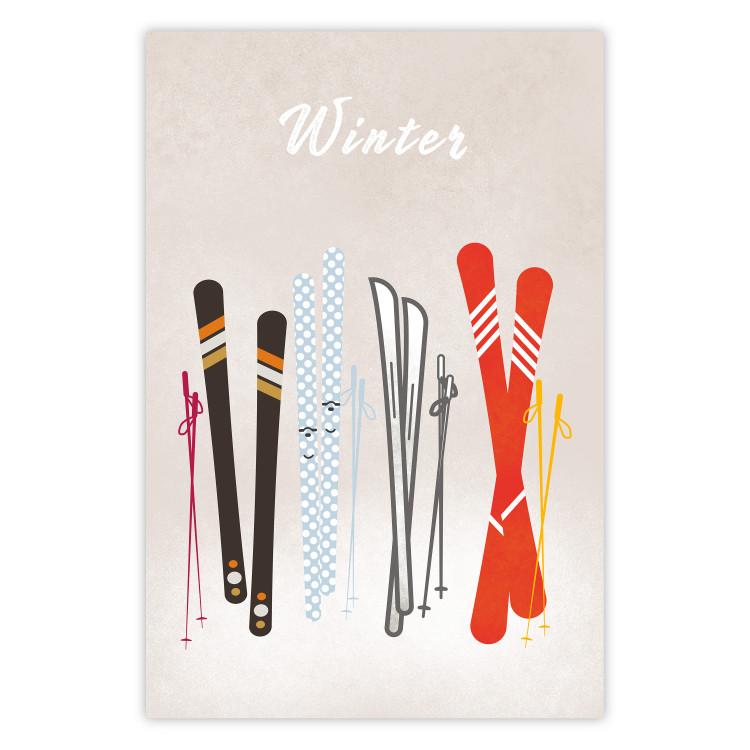 Poster Winter Madness - Illustration of Models of Skis