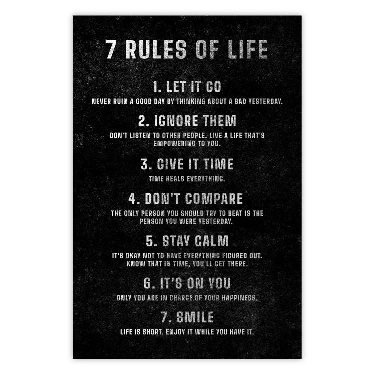 Poster Life Rules - Motivating Inscription on a Black Background