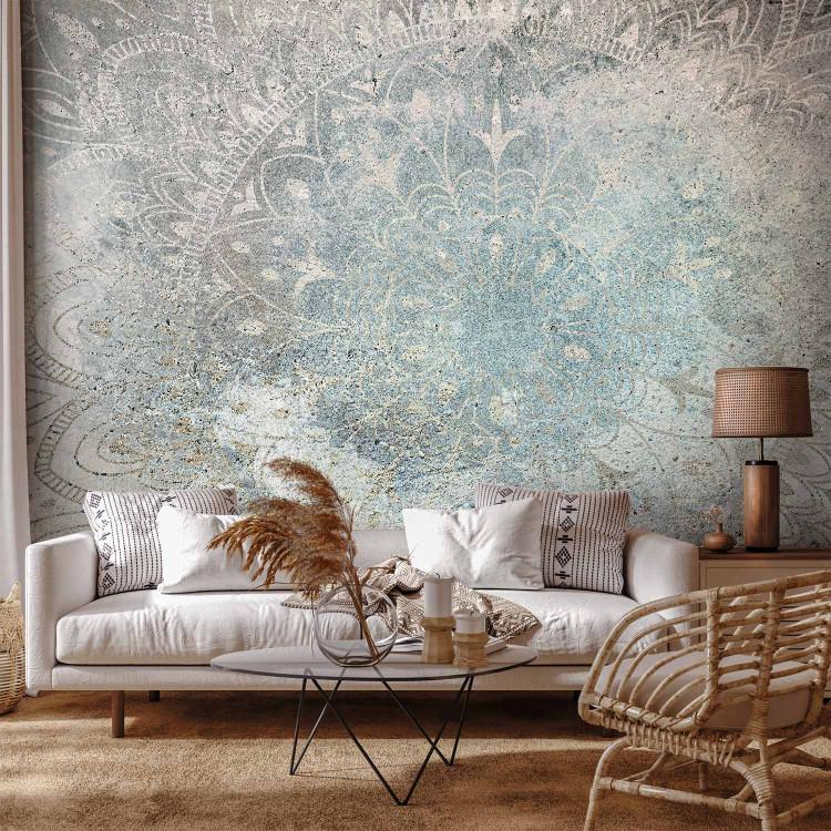 Wall Mural Mandala - Bright Ornament in Patina Colors on a Natural Background