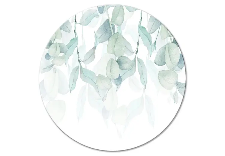 Vegetation - Delicate Green-Blue Leaves on a White Background