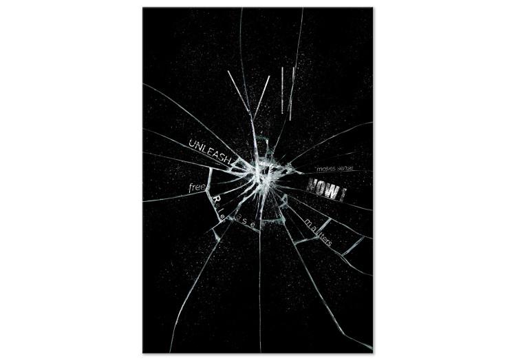 Canvas Print Seven Sins (1-piece) - abstraction in cracked glass and inscriptions