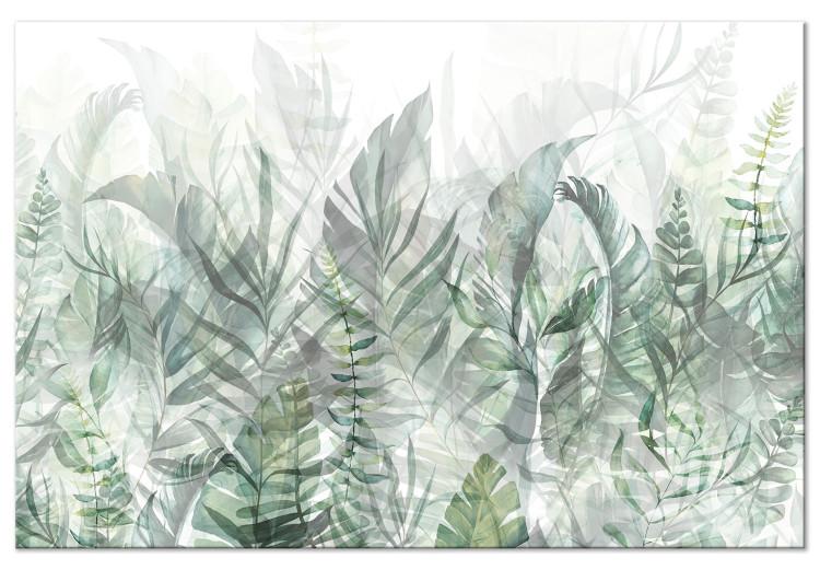 Canvas Print Wild Meadow (1-piece) - delicately outlined leaves on a light background