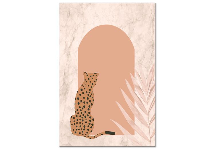 Canvas Print Sitting Cheetah (1-piece) - inverted wild cat and marble background