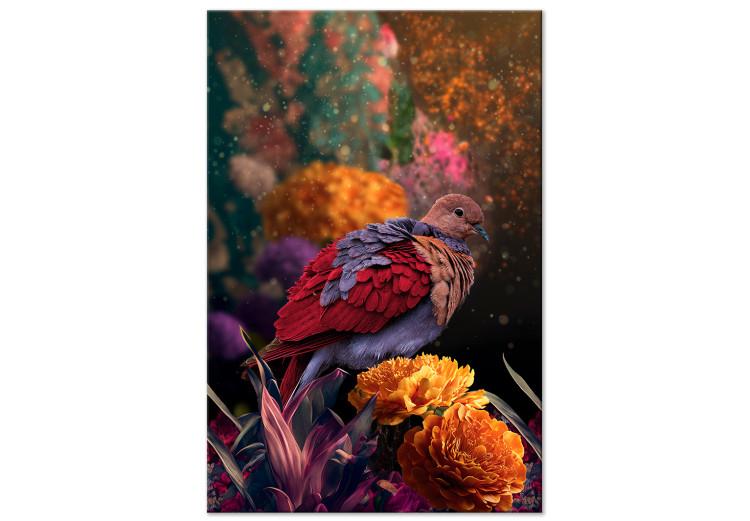 Canvas Print Wild Nature (1-piece) - colorful bird amidst multicolored plants