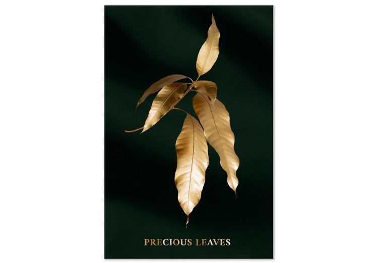 Canvas Print Precious Branch (1-piece) - landscape with golden leaves and inscriptions