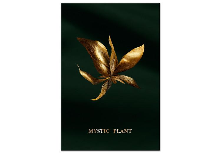Canvas Print Mystical Plant (1-piece) - landscape with golden leaves on a black background