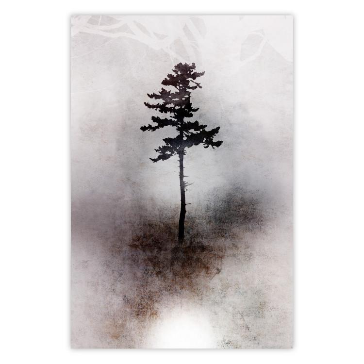 Poster Landscape - Tree on a Brown-Gray Background With a Delicate Texture