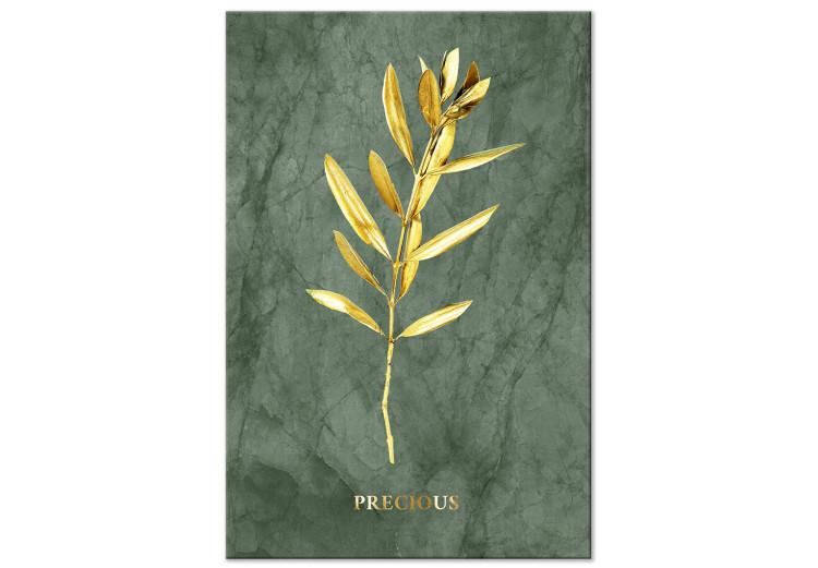 Canvas Print Olive Branch (1-piece) - plant landscape and text on a marble background