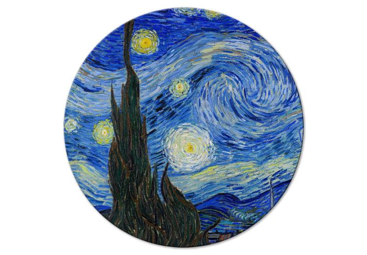 Round Canvas Print Starry Night, Vincent Van Gogh - Dark Sky Over the City