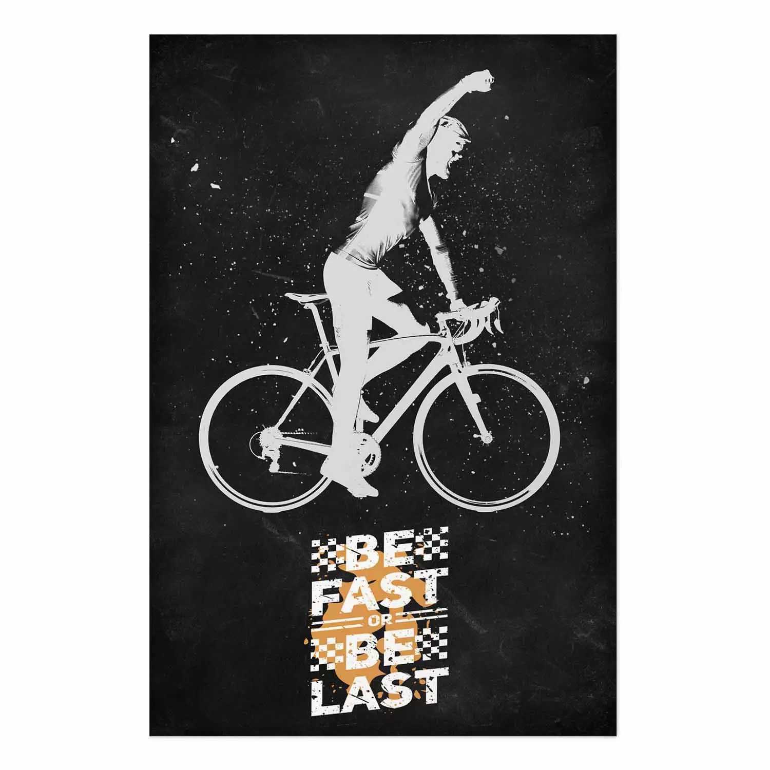 Poster Triumphant Cyclist Boy on a Bicycle and a Motivational Slogan bimago