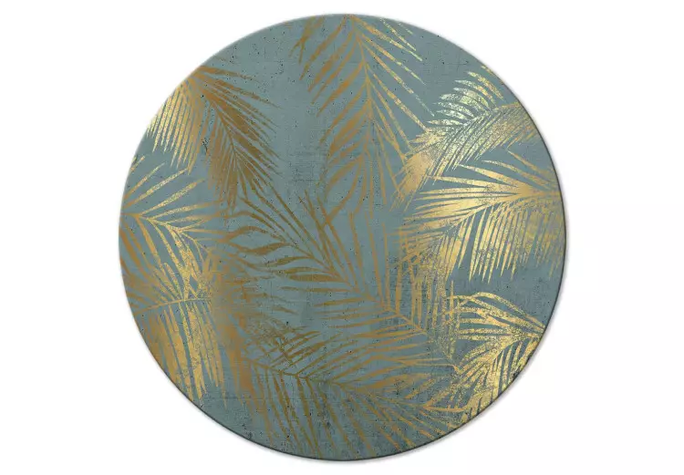 Golden Palm Tree - Plant Leaves on a Blue Background Variant 1