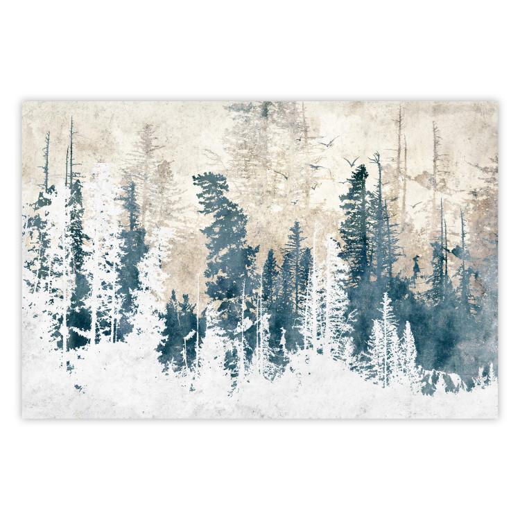 Poster Abstract Grove - Landscape of a Winter Forest With Blue Trees