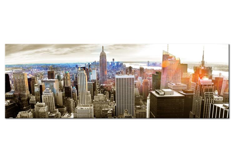 Canvas Print Manhattan Aerial View (1-piece) - New York City and sunrise