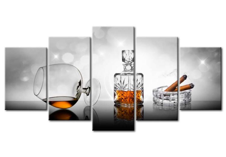 Canvas Print Scotch Whiskey in a Decanter (5-piece) - vintage-style composition