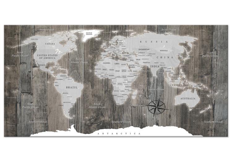 Large canvas print World Map: Wooden World II [Large Format]