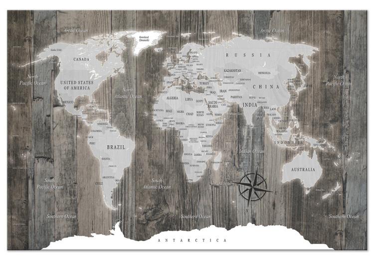 Large canvas print World Map: Wooden World [Large Format]
