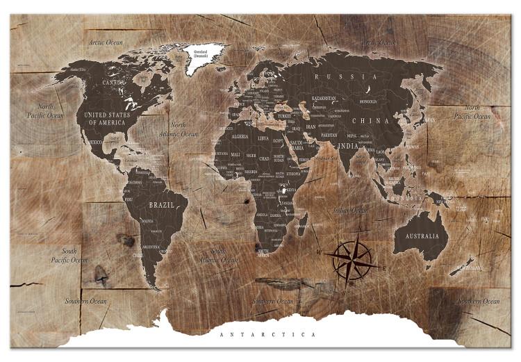 Large canvas print World Map: Wooden Mosaic [Large Format]