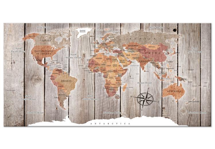 Large canvas print World Map: Wooden Stories II [Large Format]