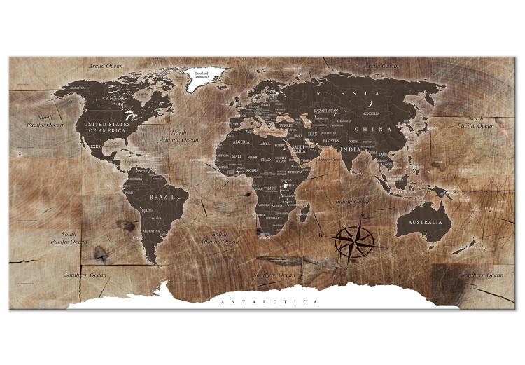 Large canvas print World Map: Wooden Mosaic II [Large Format]