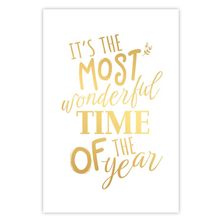 Poster The Most Beautiful Time - Golden Inscription, Decorative Christmas Text
