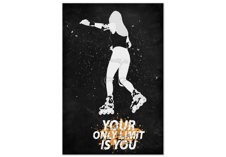Canvas Print Rollerblading Girl (1-piece) - black and white woman and text