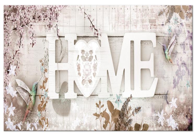 Large canvas print Home and Hummingbirds - Beige [Large Format]