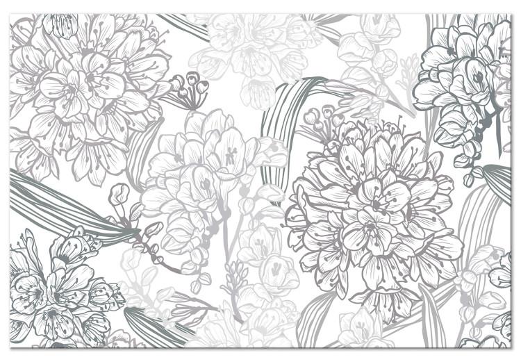 Canvas Print Black and White Sketch (1-piece) - flowers in shades of gray
