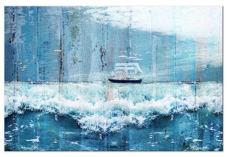 Canvas Print Seascape (1-piece) - sailboat on foamy ocean waves