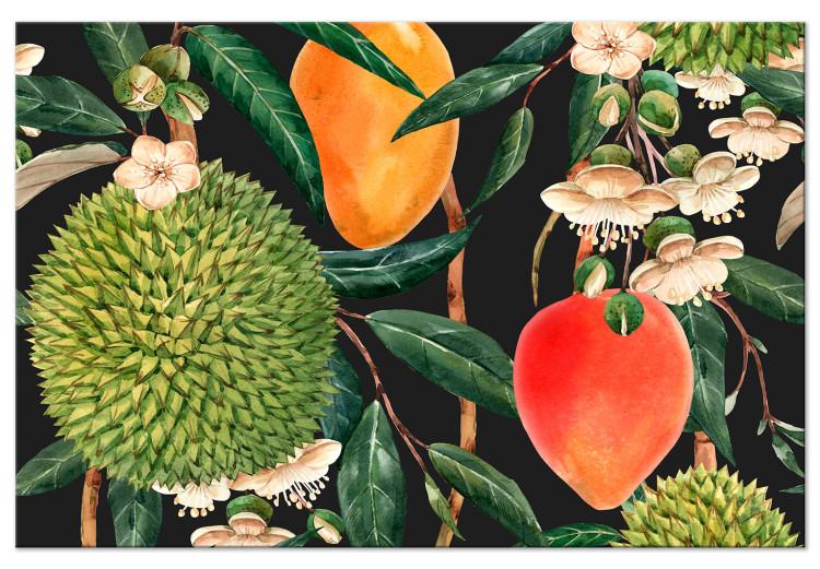 Canvas Print Exotic Fruits (1-piece) - tropical plants on a black background