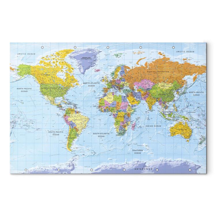 Canvas Print World Map in English (1-piece) - colorful continents and text