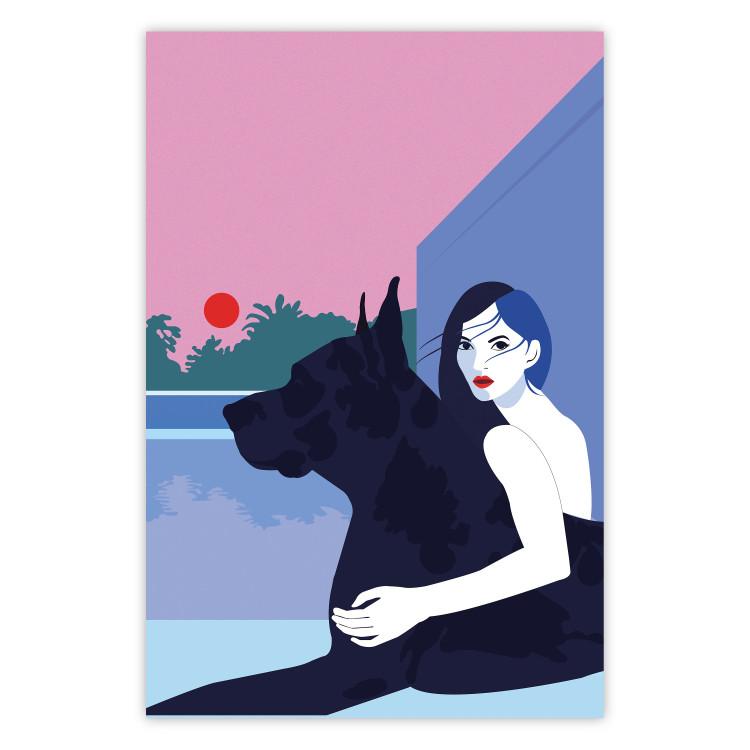 Poster Woman and Dog - Minimalist Vector Illustration
