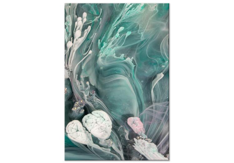 Canvas Print Fluid Abstraction (1-piece) - turquoise blotches spreading into white