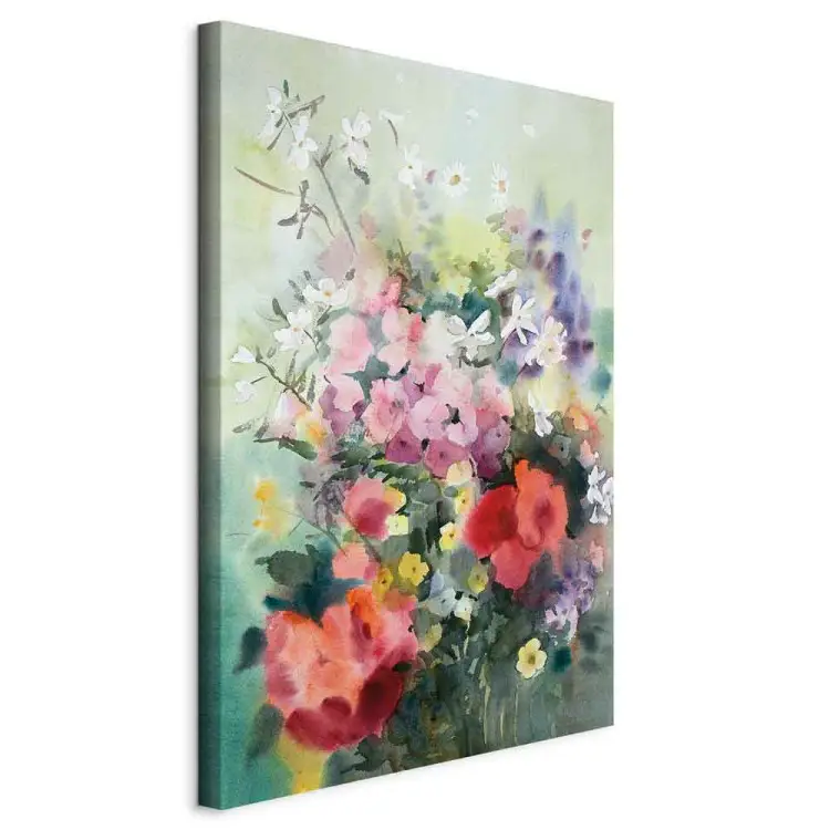 Watercolor Bouquet - colorful flowers on a blurred background