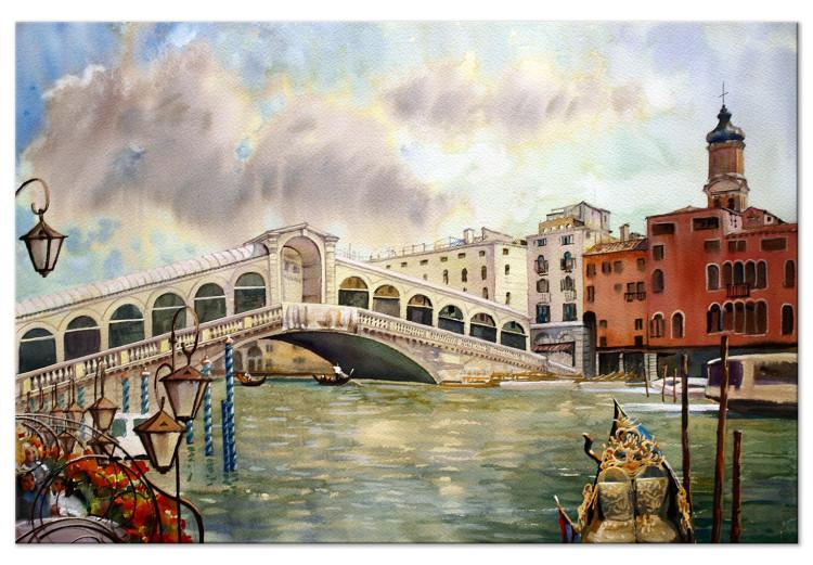 Canvas Print Rialto Bridge - Romantic View of Venice in the Morning