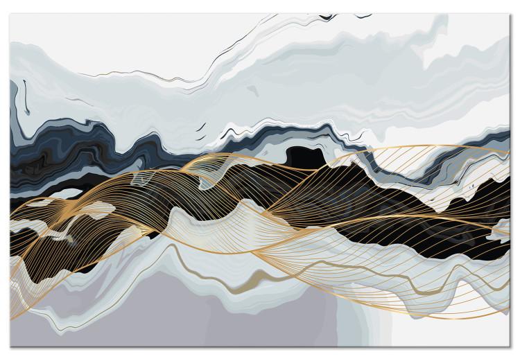 Canvas Print Color Waves - Modern Abstraction in Gray and Navy Blue Colors
