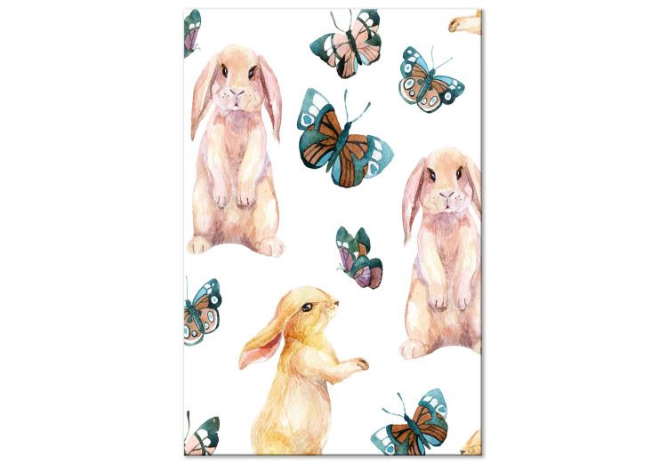 Canvas Print Bunnies for Children - Funny Drawing Painted With Watercolor