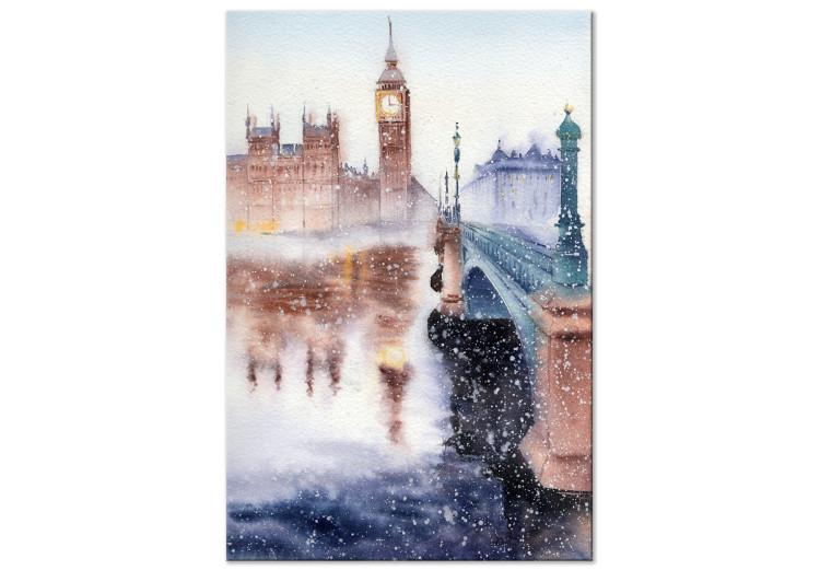 Canvas Print City of London - Drawing Painted With Watercolor in Mixed Colors