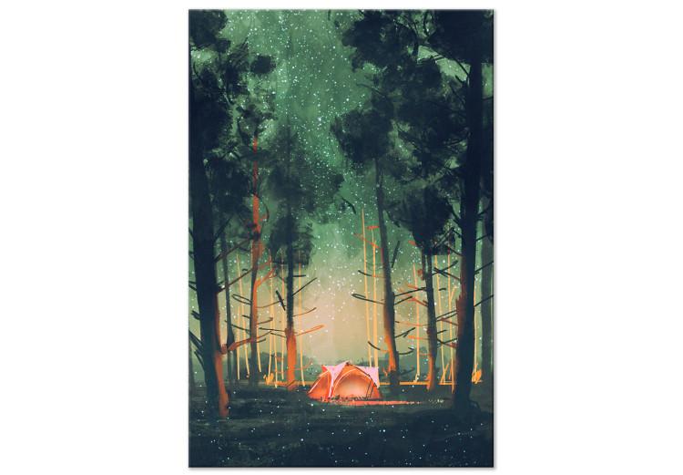 Canvas Print Camping in the Forest - Night Sky With Constellations Among the Trees