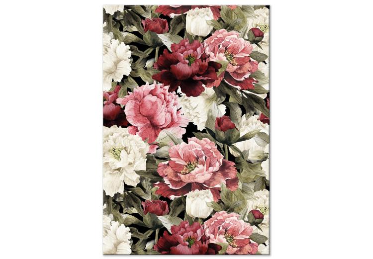 Canvas Print Peonies - Floral Motif Painted With Watercolor in Warm Colors