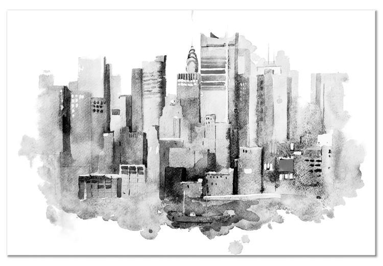 Canvas Print Monochrome Architecture - Cityscape Painted With Watercolor