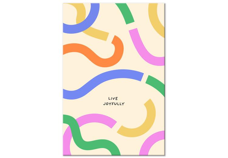 Canvas Print Colorful Abstract Shapes - Pastel Waves on a Beige Background