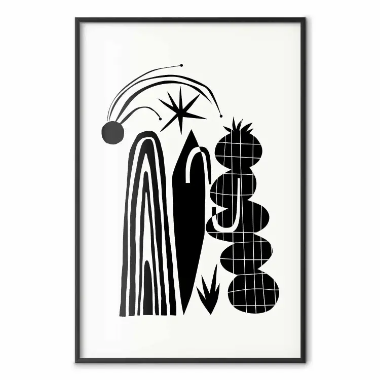 Monochrome Composition - Black and White Arches and Plant Forms