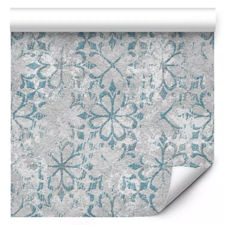 Pattern - Blue, Slightly Blurred Pattern With a Flower Motif on a Gray Background