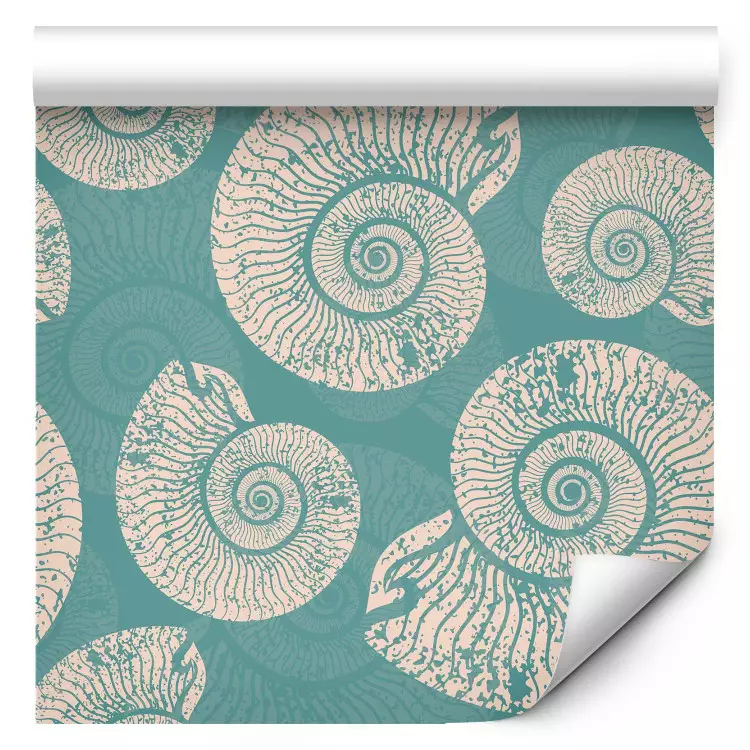 Underwater World - Pattern of Bright Shells on a Turquoise Background